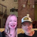 Traci Lords on the Bundy living room couch with Darren Blatt, David Faustino, and Brian during the Episode 13 Bundy Breakdown Zoom.